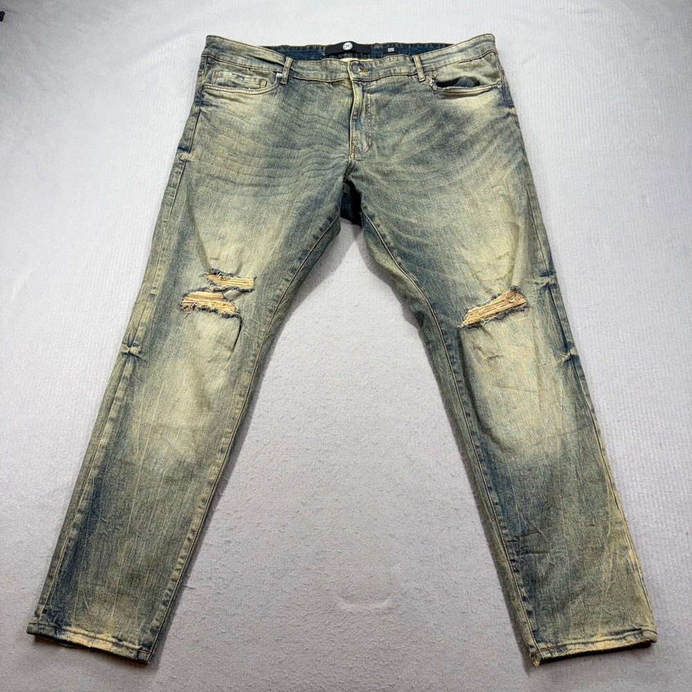 Jordan Craig Ross Jeans Mens 44x32 Blue Distressed Sandblasted Slim Fit JR1020